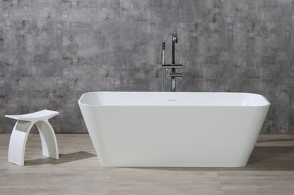 Rectangular Solid Surface Smooth Resin Soaking Bathtub by Alfi