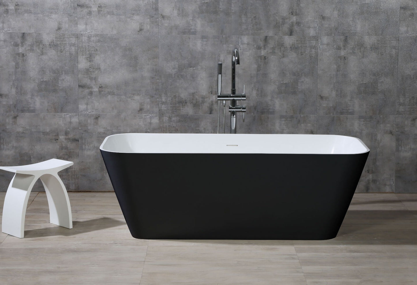 Rectangular Solid Surface Smooth Resin Soaking Bathtub by Alfi