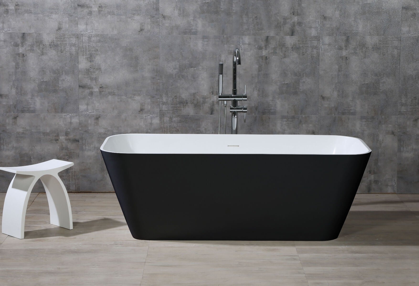 Rectangular Solid Surface Smooth Resin Soaking Bathtub by Alfi