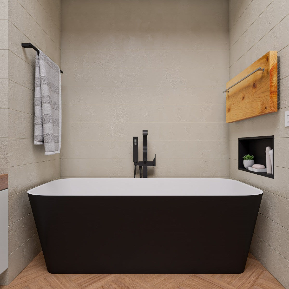 Rectangular Solid Surface Smooth Resin Soaking Bathtub by Alfi