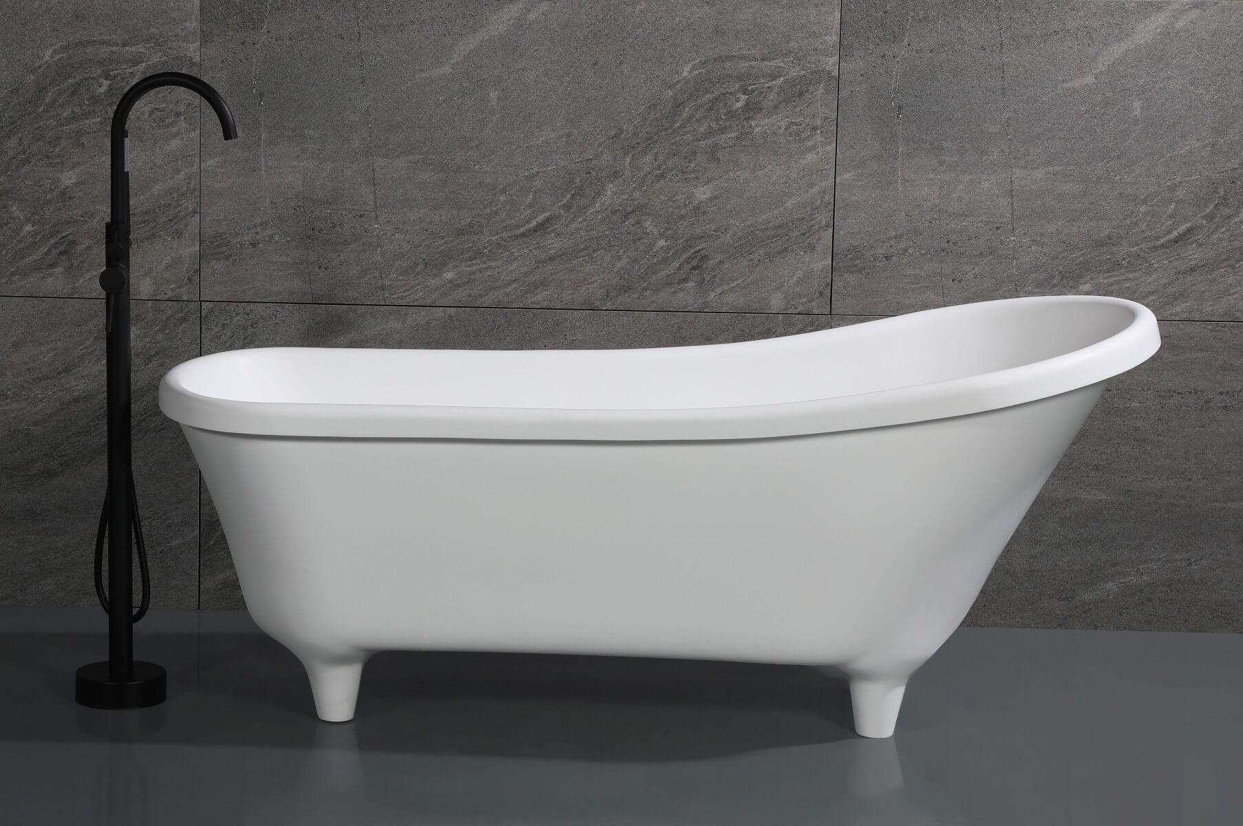 67" White Matte Clawfoot Solid Surface Resin Bathtub by Alfi