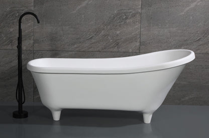 67" White Matte Clawfoot Solid Surface Resin Bathtub by Alfi