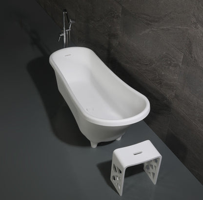 67" White Matte Clawfoot Solid Surface Resin Bathtub by Alfi