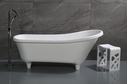 67" White Matte Clawfoot Solid Surface Resin Bathtub by Alfi