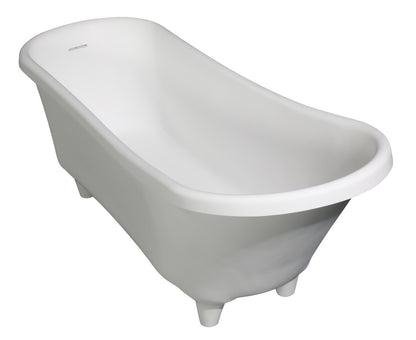 67" White Matte Clawfoot Solid Surface Resin Bathtub by Alfi