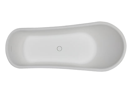 67" White Matte Clawfoot Solid Surface Resin Bathtub by Alfi