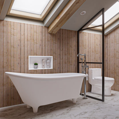 67" White Matte Clawfoot Solid Surface Resin Bathtub by Alfi