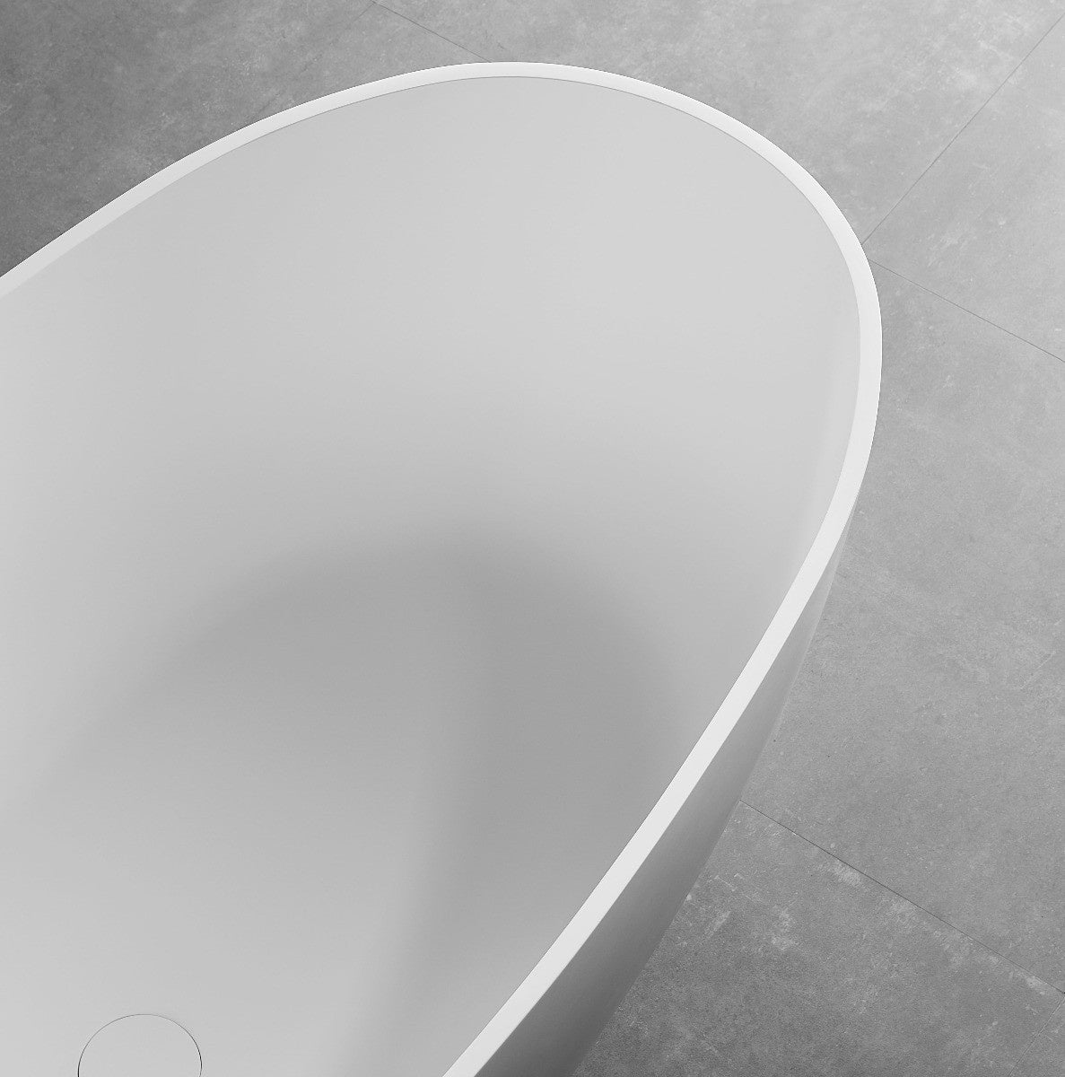 59" White Oval Solid Surface Resin Soaking Bathtub by Alfi