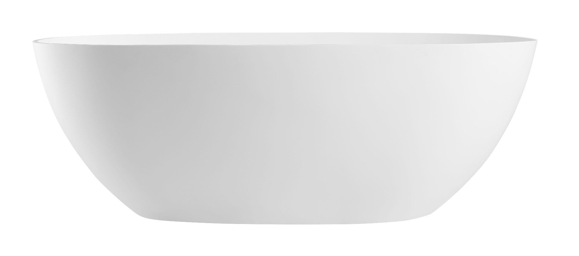 59" White Oval Solid Surface Resin Soaking Bathtub by Alfi