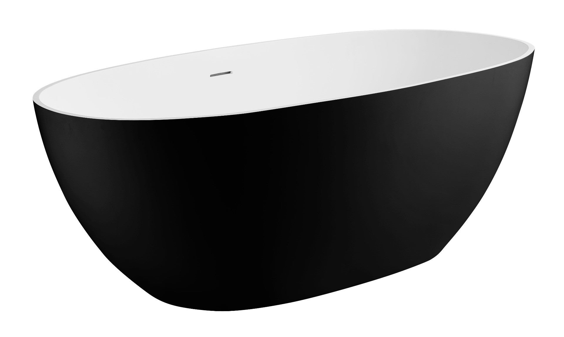 59" White Oval Solid Surface Resin Soaking Bathtub by Alfi