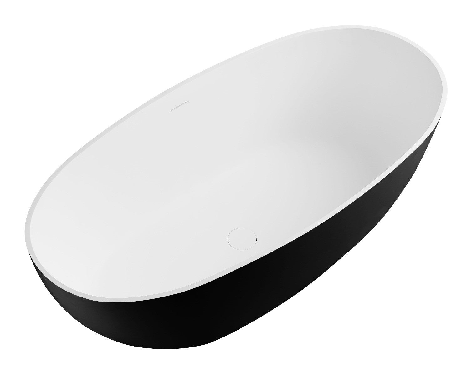59" White Oval Solid Surface Resin Soaking Bathtub by Alfi