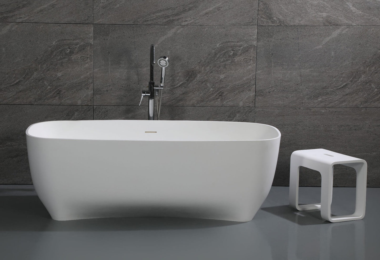 68" White Matte Solid Surface Resin Bathtub by Alfi