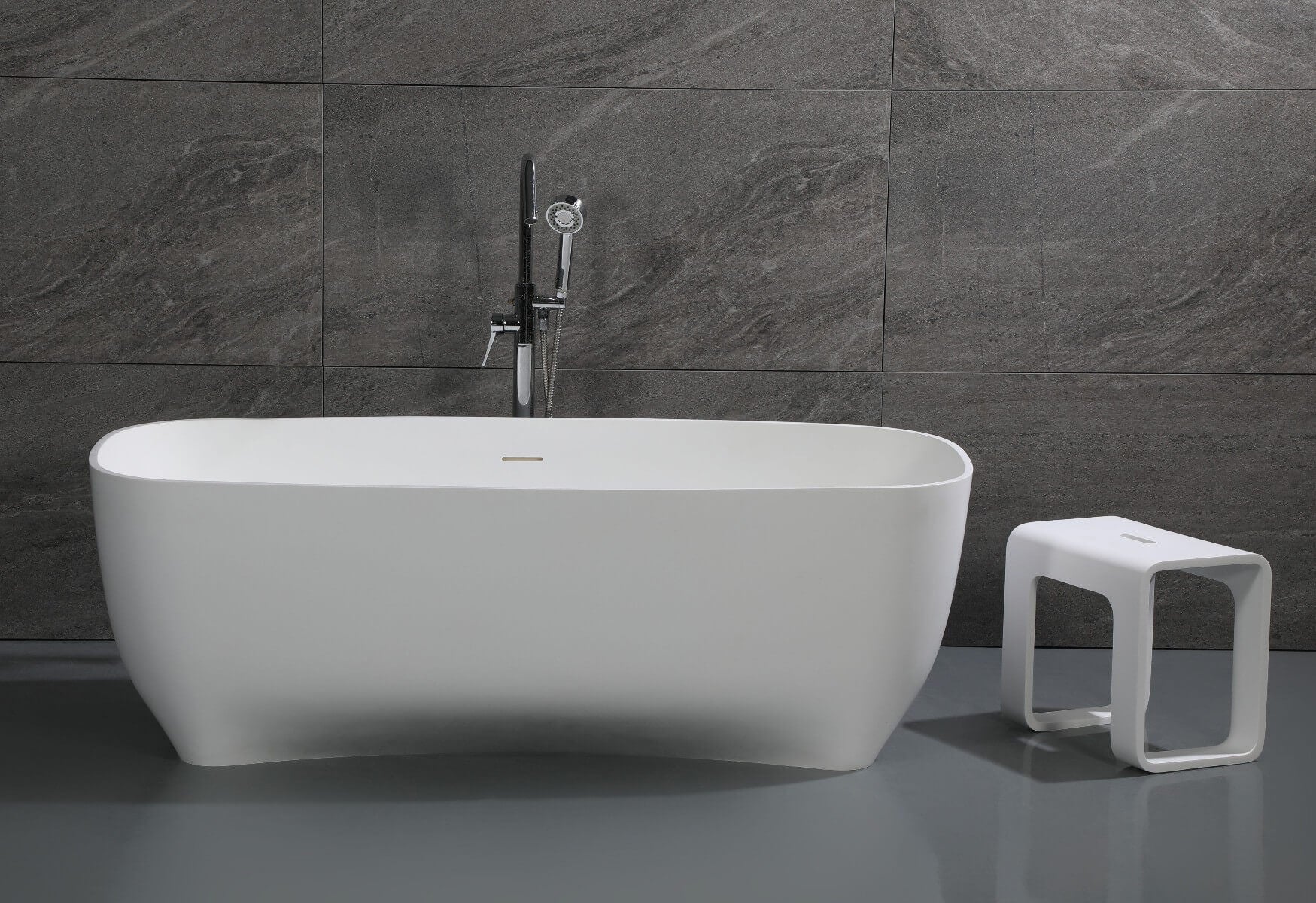 68" White Matte Solid Surface Resin Bathtub by Alfi