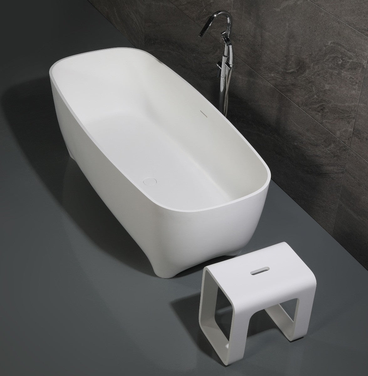 68" White Matte Solid Surface Resin Bathtub by Alfi