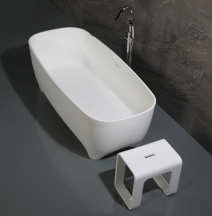 68" White Matte Solid Surface Resin Bathtub by Alfi
