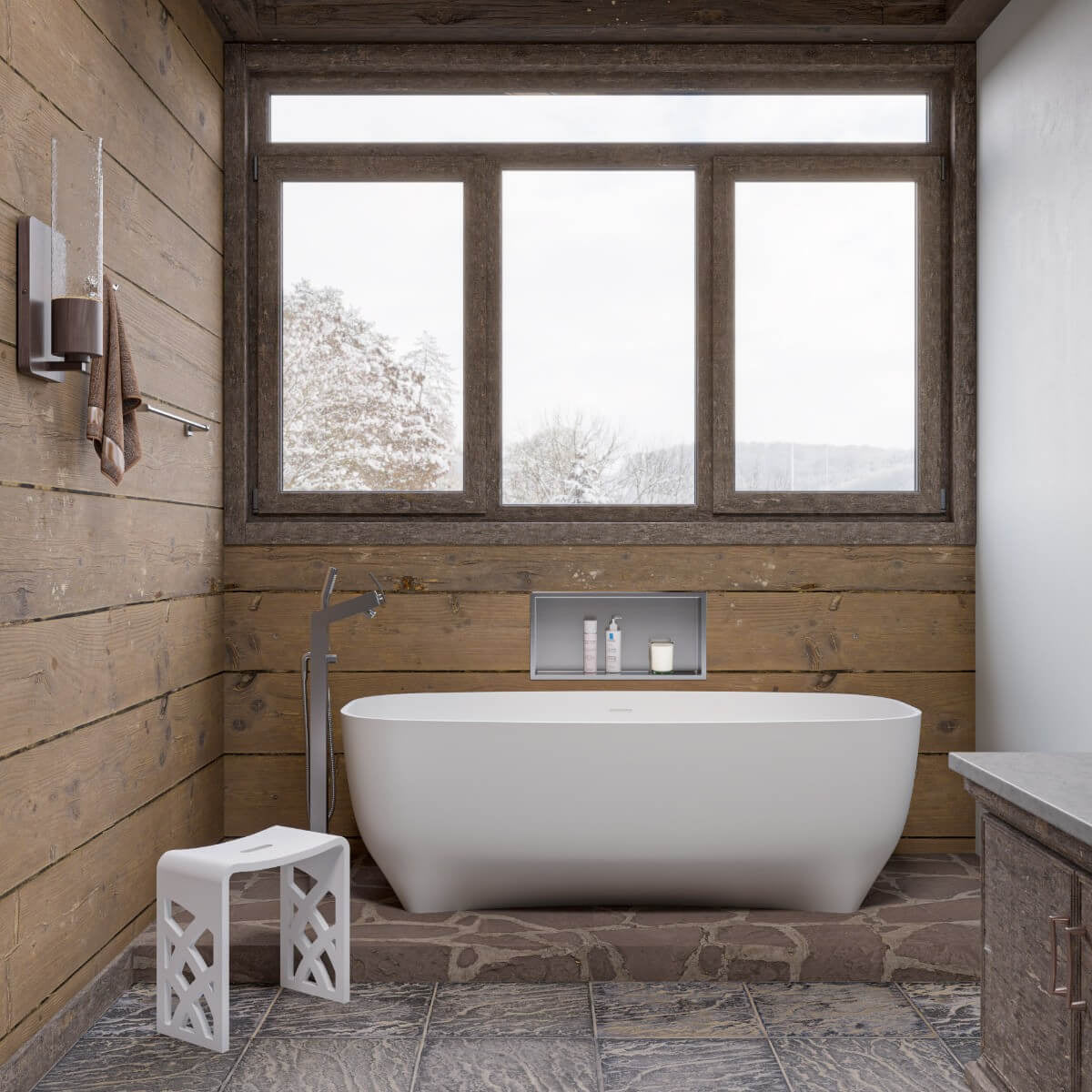 68" White Matte Solid Surface Resin Bathtub by Alfi