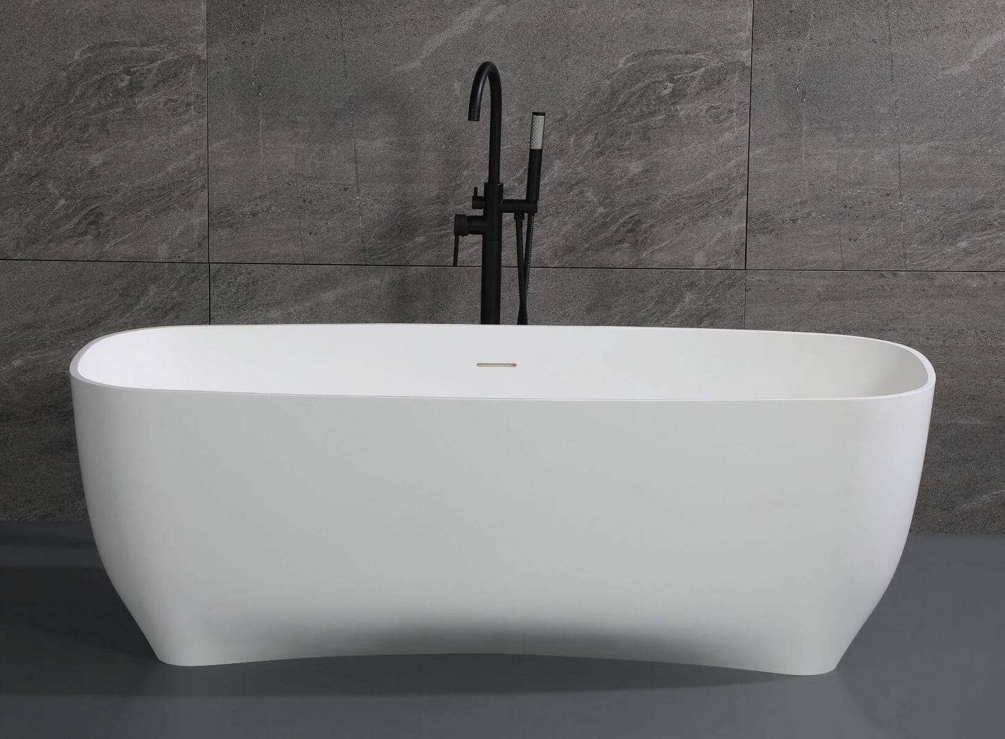 68" White Matte Solid Surface Resin Bathtub by Alfi