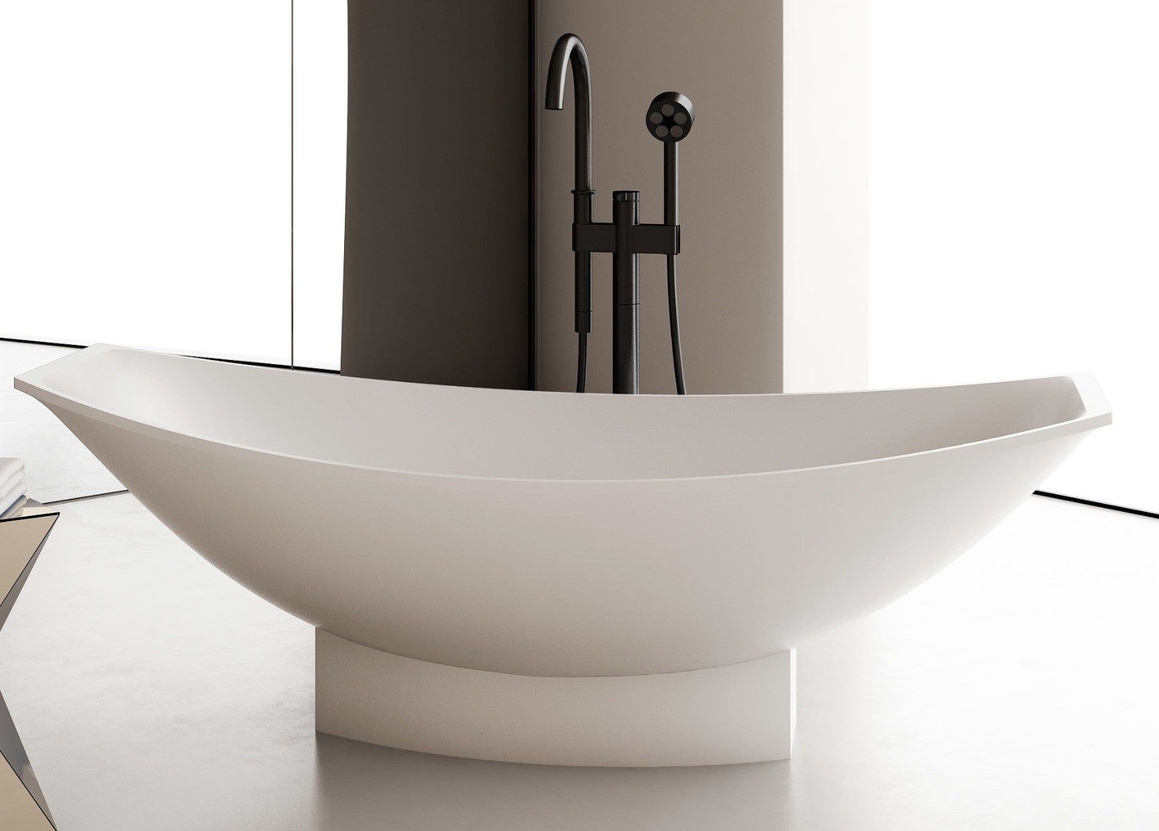 70" Solid Surface Resin Free Standing Hammock Style Bathtub by Alfi