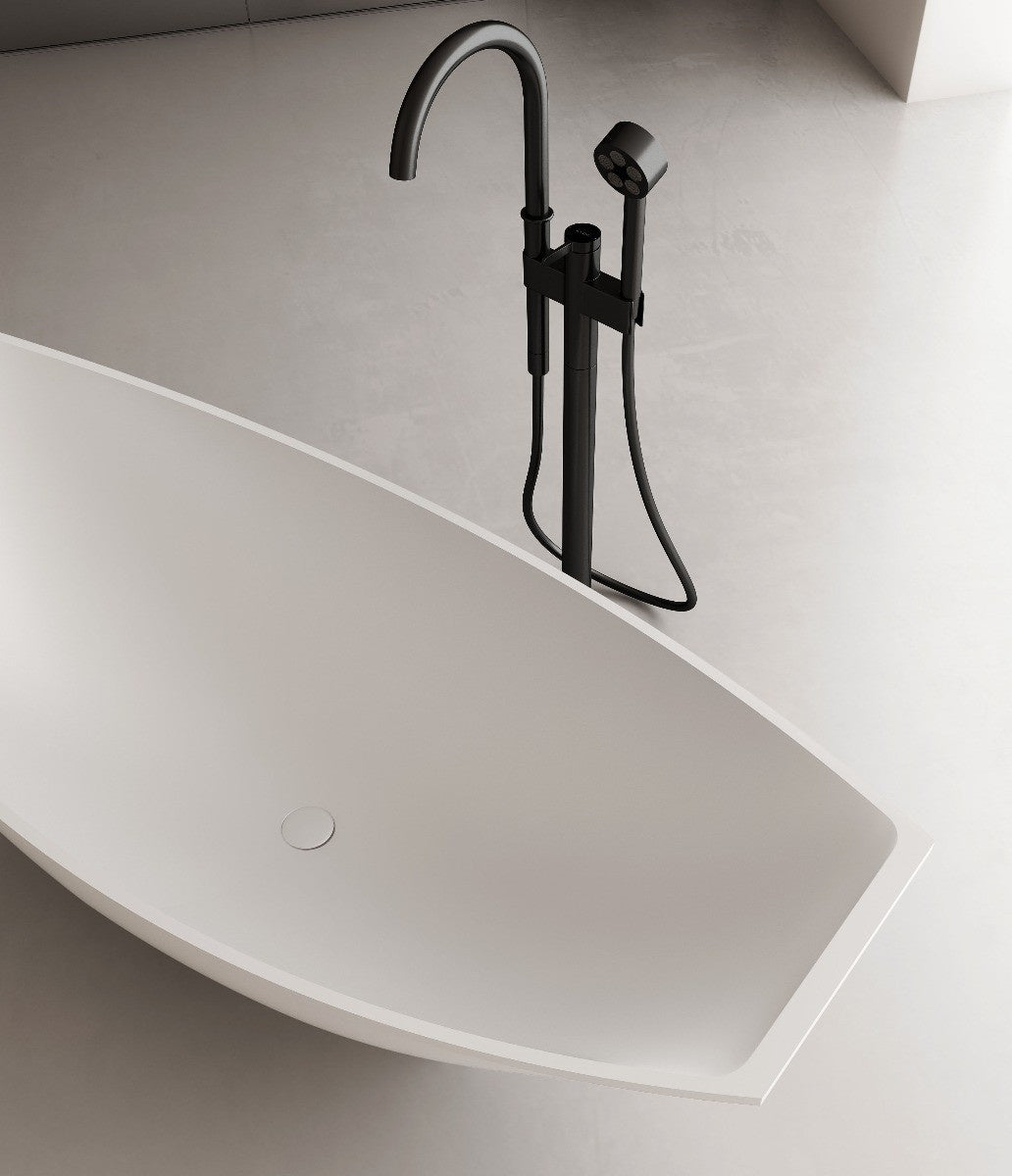 70" Solid Surface Resin Free Standing Hammock Style Bathtub by Alfi