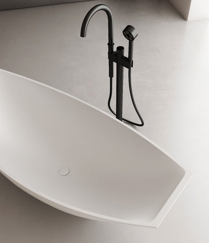70" Solid Surface Resin Free Standing Hammock Style Bathtub by Alfi
