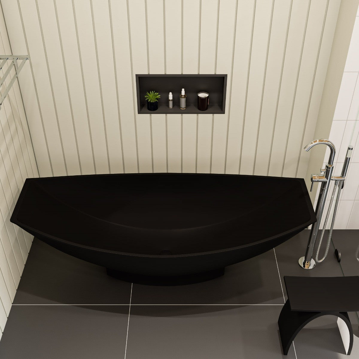 70" Solid Surface Resin Free Standing Hammock Style Bathtub by Alfi