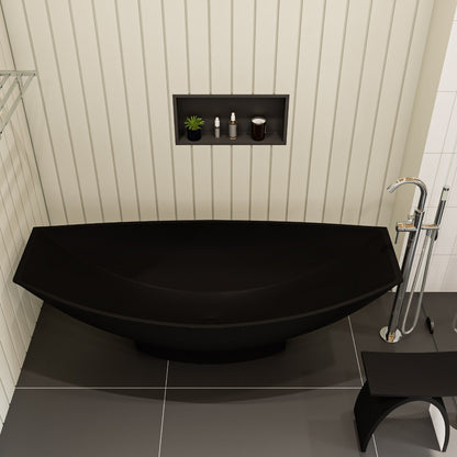70" Solid Surface Resin Free Standing Hammock Style Bathtub by Alfi
