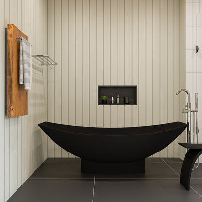 70" Solid Surface Resin Free Standing Hammock Style Bathtub by Alfi
