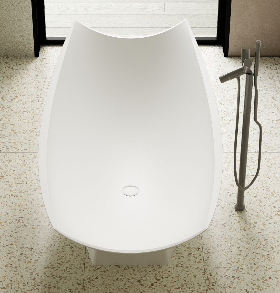 71" Solid Surface Resin Free Standing Hammock Style Bathtub by Alfi