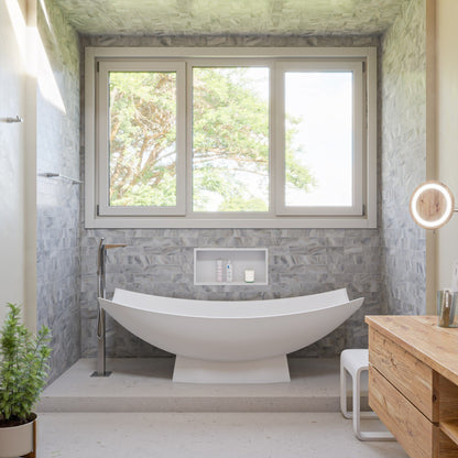 71" Solid Surface Resin Free Standing Hammock Style Bathtub by Alfi