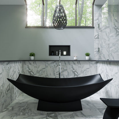 71" Solid Surface Resin Free Standing Hammock Style Bathtub by Alfi