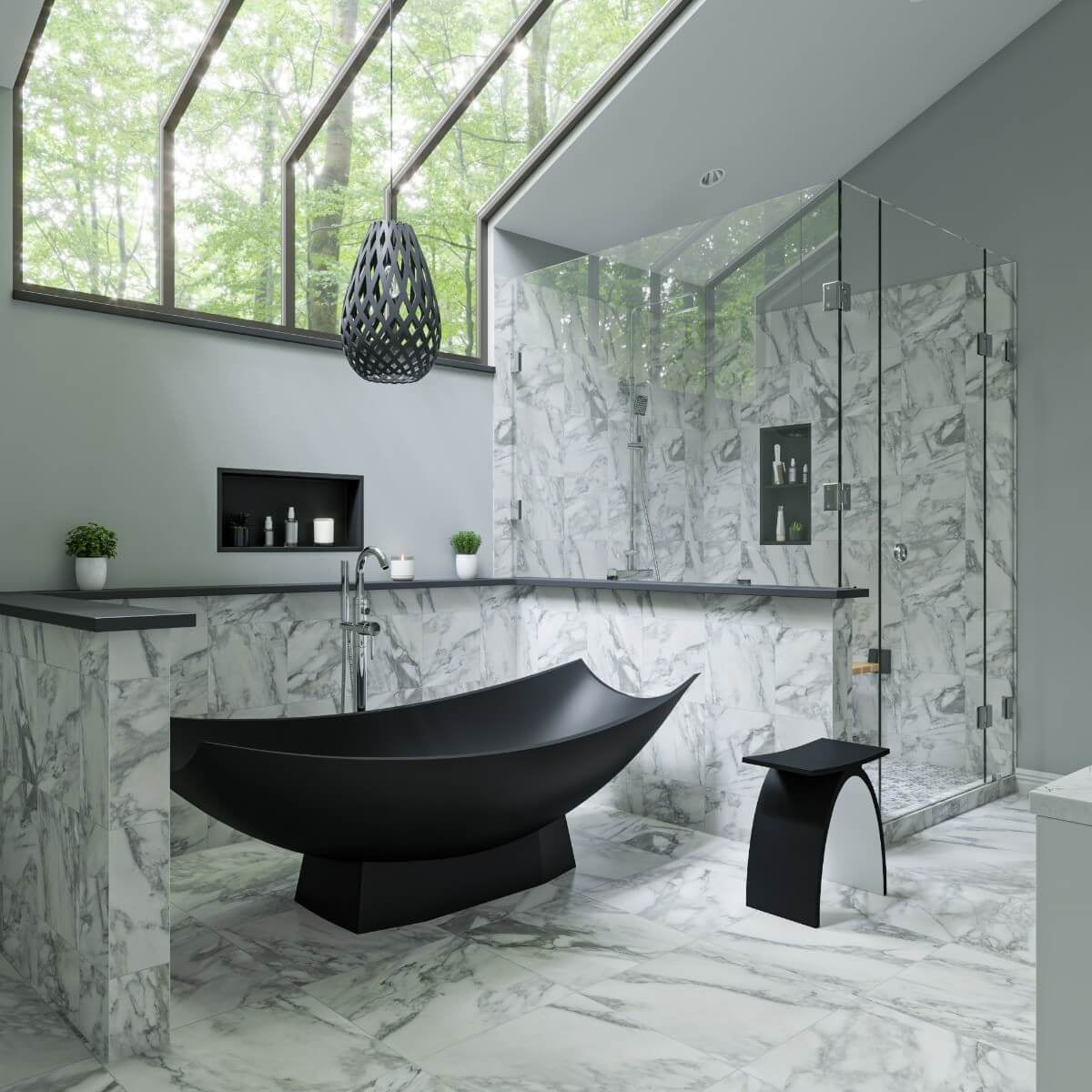 71" Solid Surface Resin Free Standing Hammock Style Bathtub by Alfi