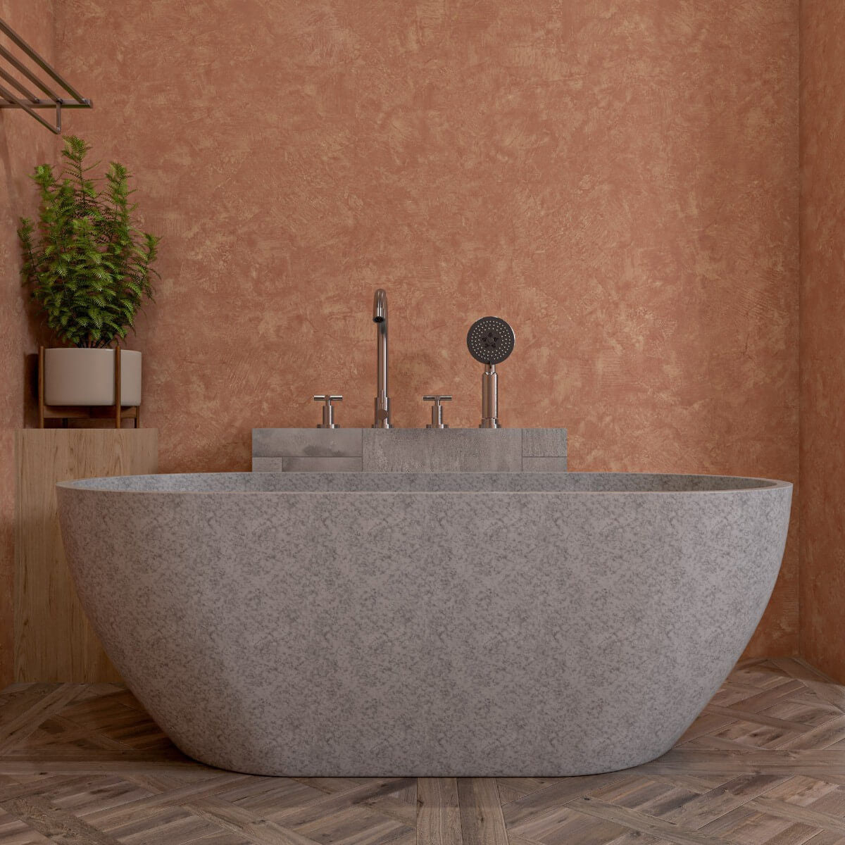 Spa Inspired Solid Concrete Oval Freestanding Bathtub by Alfi