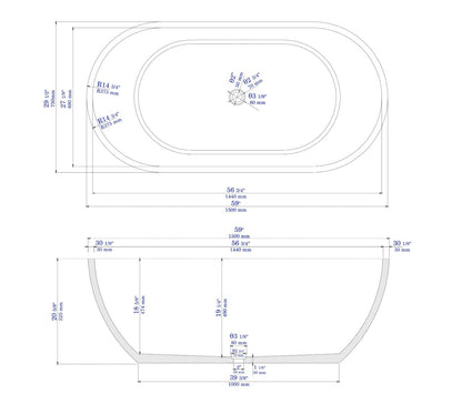 Spa Inspired Solid Concrete Oval Freestanding Bathtub by Alfi