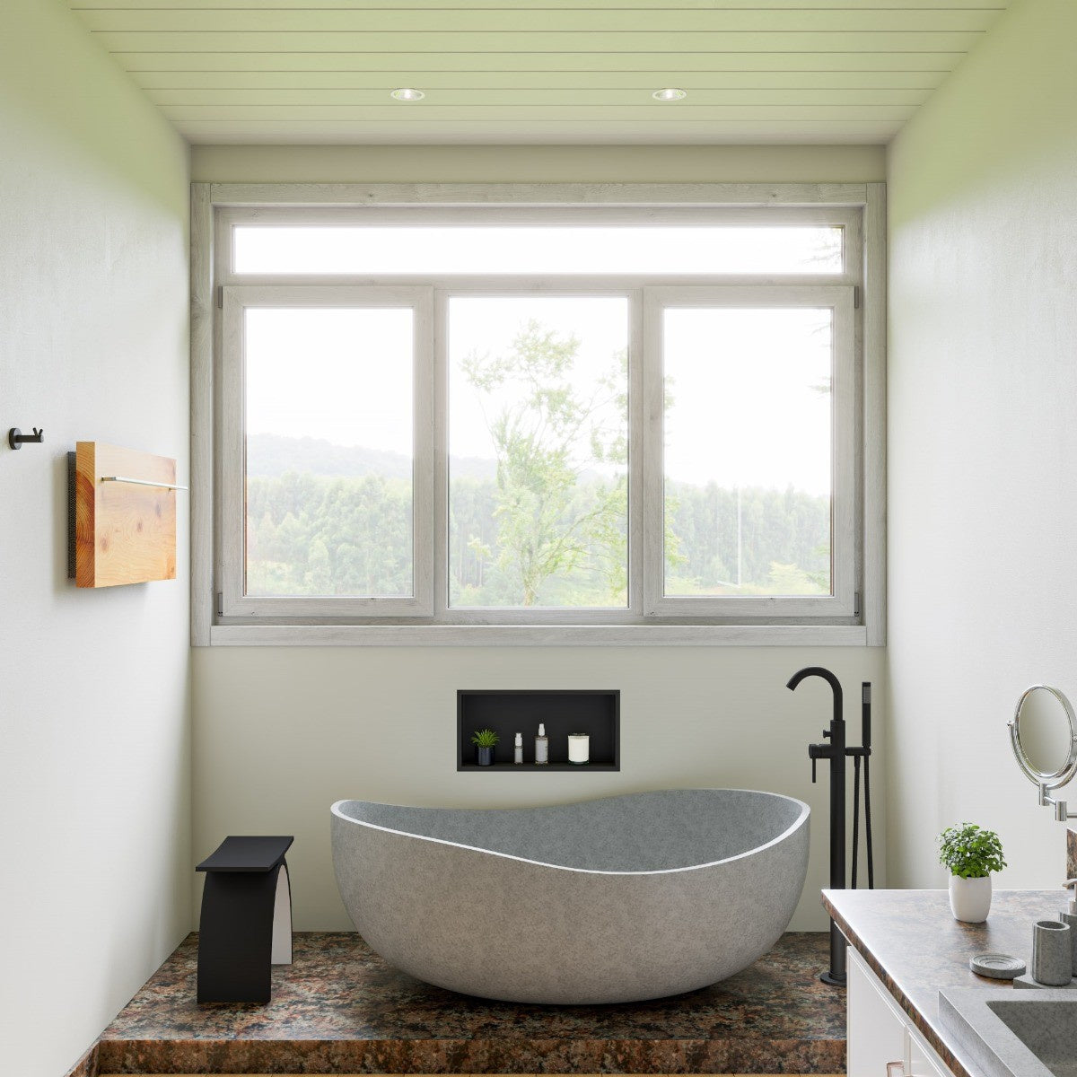 Solid Concrete Gray Matte Oval Bathtub by Alfi
