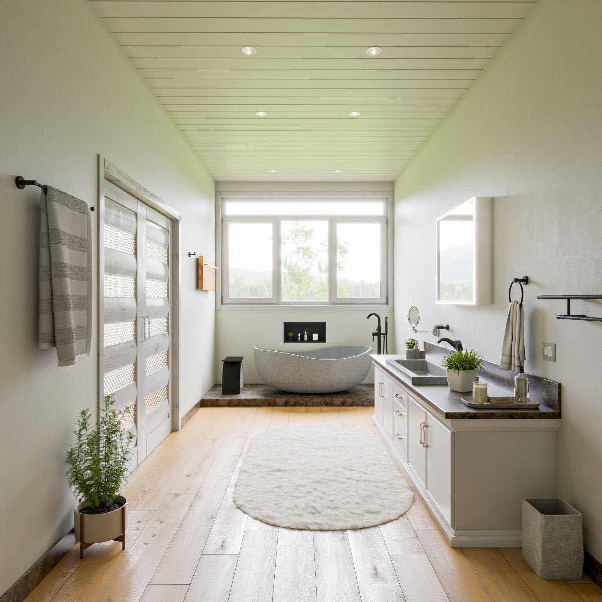 Solid Concrete Gray Matte Oval Bathtub by Alfi