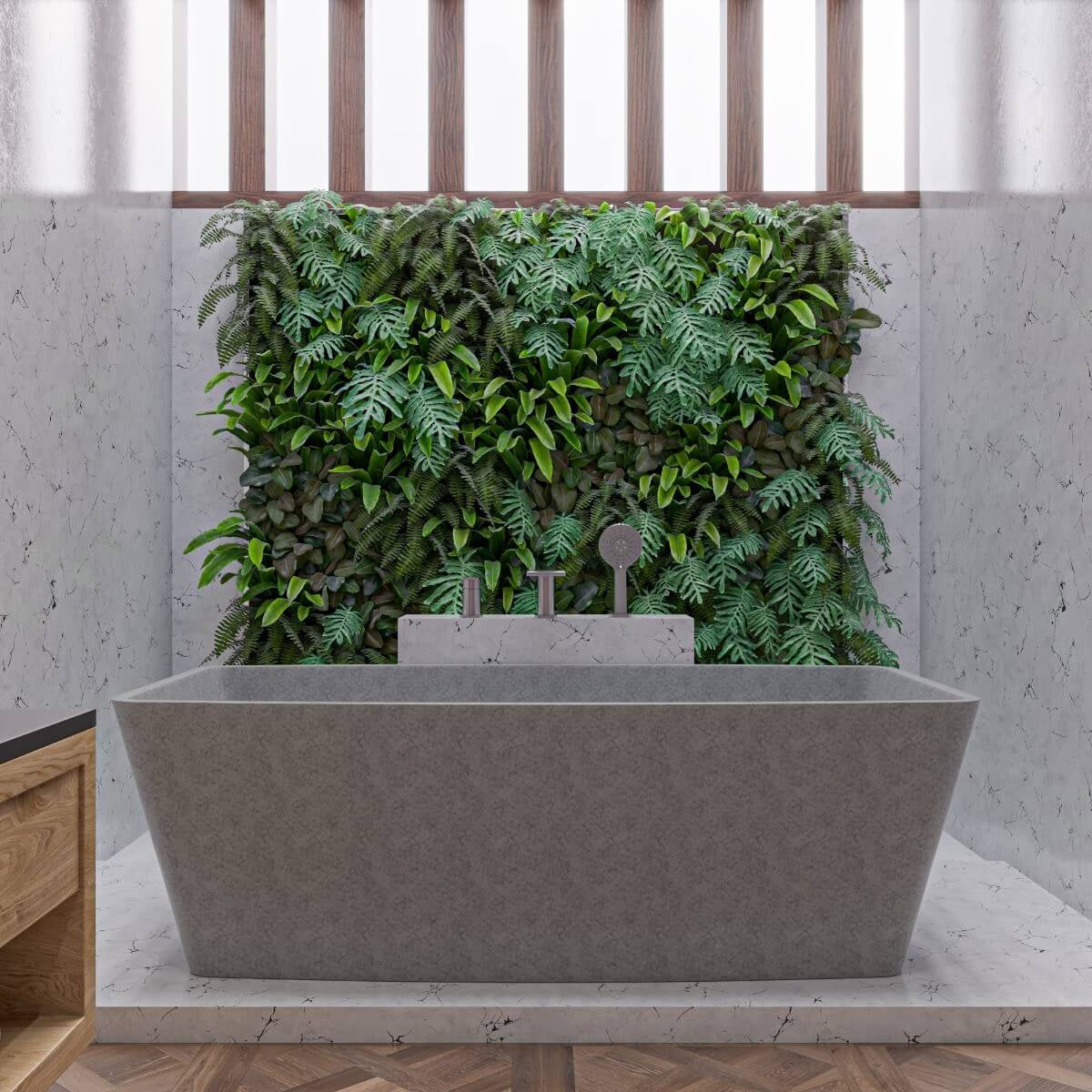 Solid Concrete Rectangular Freestanding Bathtub by Alfi