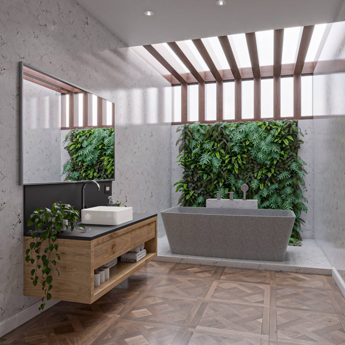 Solid Concrete Rectangular Freestanding Bathtub by Alfi