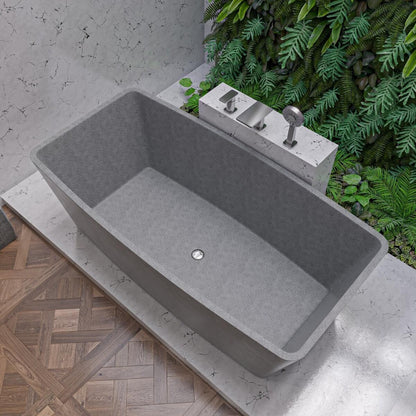 Solid Concrete Rectangular Freestanding Bathtub by Alfi