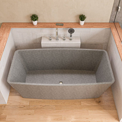 Solid Concrete Rectangular Freestanding Bathtub by Alfi