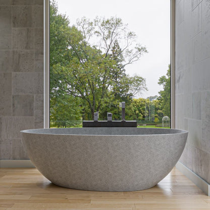 Solid Concrete Tear Drop Freestanding Bathtub by Alfi