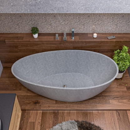Solid Concrete Tear Drop Freestanding Bathtub by Alfi