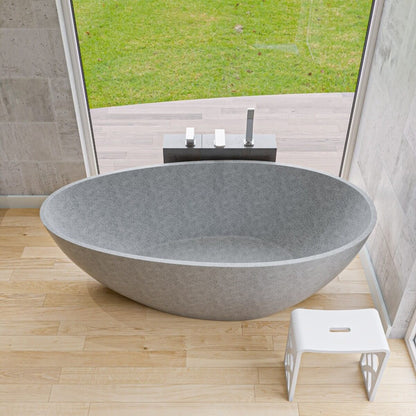 Solid Concrete Tear Drop Freestanding Bathtub by Alfi