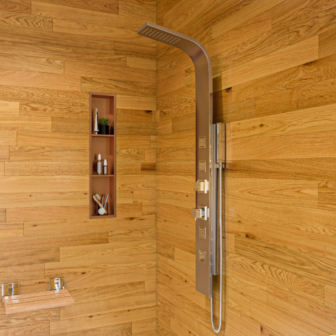 Modern Stainless Steel Shower Panel with 4 Body Sprays by Alfi