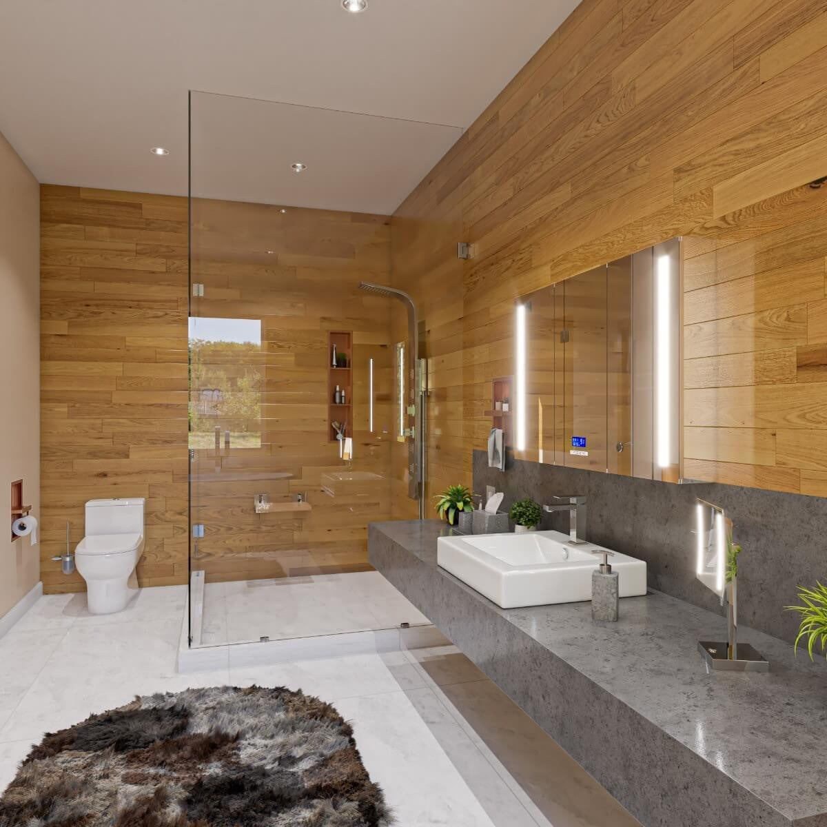 Modern Stainless Steel Shower Panel with 4 Body Sprays by Alfi