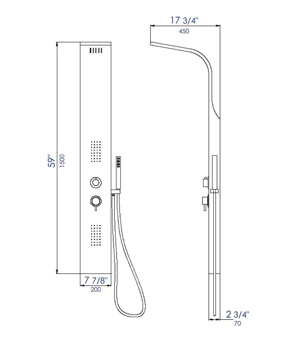Modern Stainless Steel Shower Panel with 2 Body Sprays by Alfi