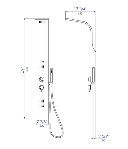 Modern Stainless Steel Shower Panel with 2 Body Sprays by Alfi
