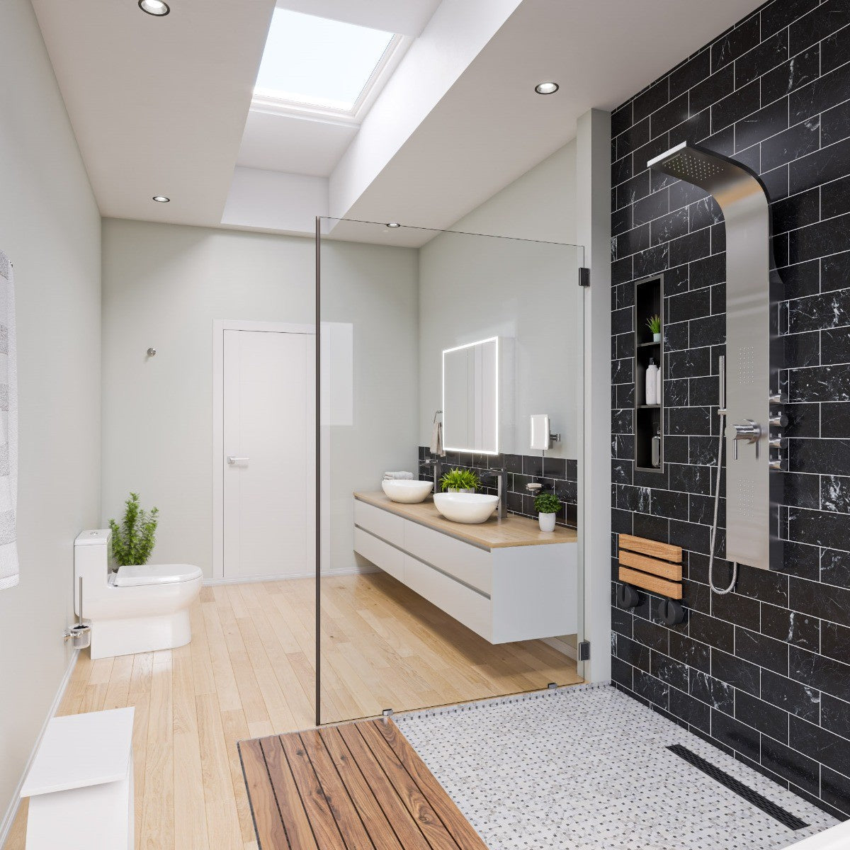 Stainless Steel Shower Panel with 2 Body Sprays by Alfi