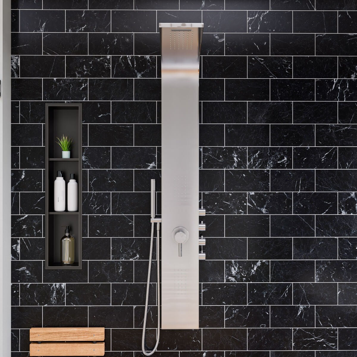 Stainless Steel Shower Panel with 2 Body Sprays by Alfi