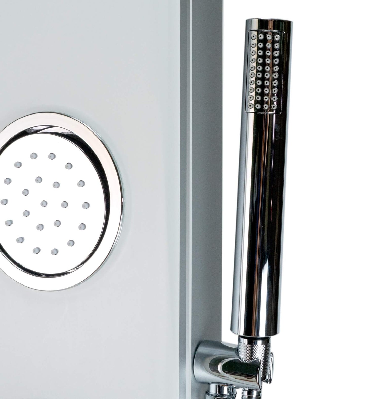White Glass Shower Panel with 2 Body Sprays and Rain Shower Head by Alfi