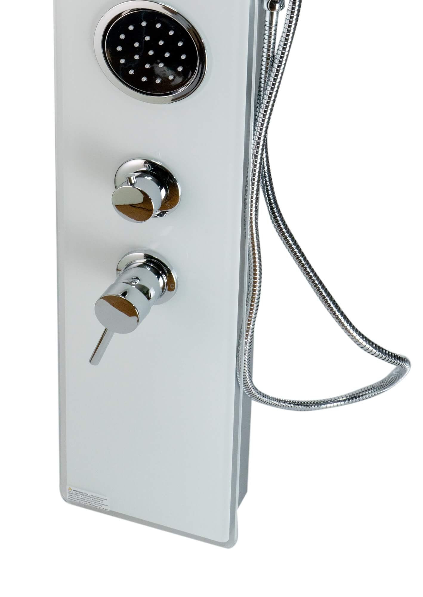 White Glass Shower Panel with 2 Body Sprays and Rain Shower Head by Alfi